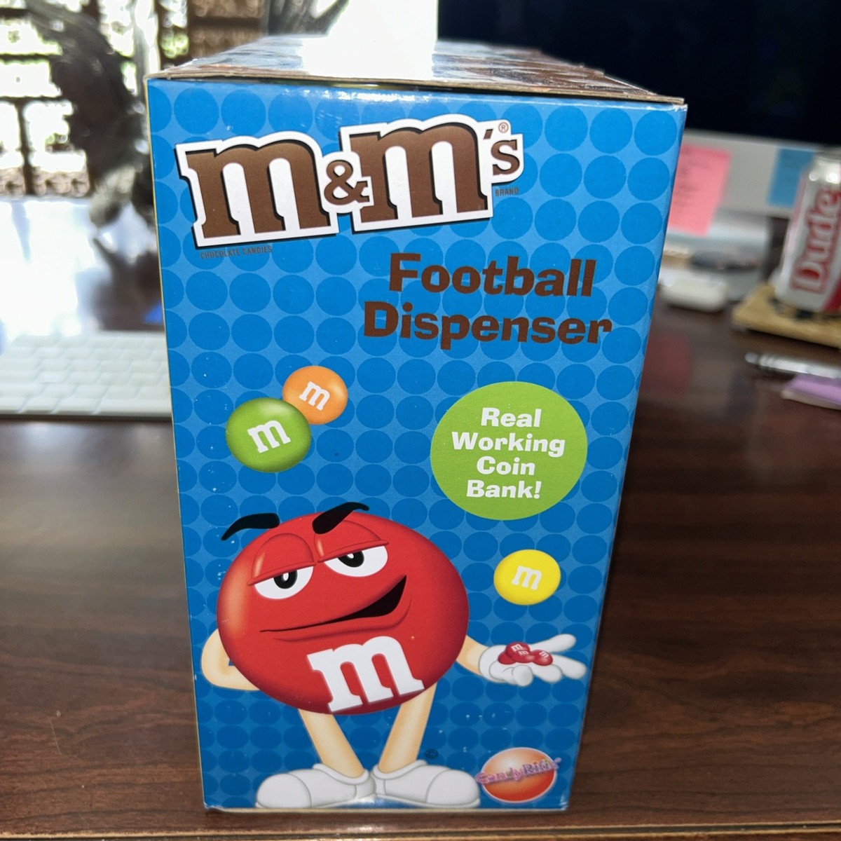 M&M'S M&M Candy Dispenser Coin Bank Red and yellow Football NIB