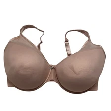 CURVY COUTURE Sheer Mesh Plunge T-Shirt Bra in Pale Pink Size 40H Style #1310