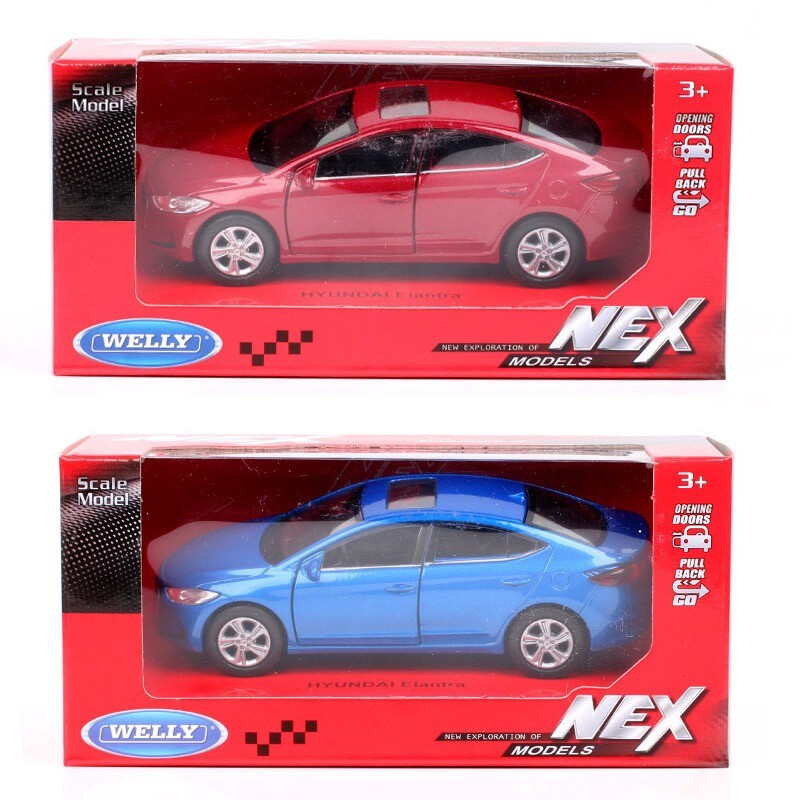 Hyundai Elantra ミニカー ３台セット Welly 1/36 Scale Hyundai Elantra Die Cast Car Model Toy Pull Back