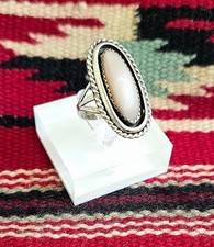 Navajo Sterling Silver Ring Mother of Pearl MOP SZ 7 Native American Artisan VTG