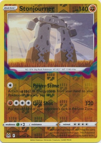 Reverse Holo Stonjourner 111/196 Lost Origin Rare Pokemon TCG