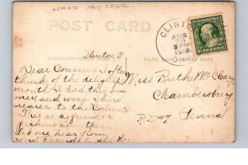 Clinton OH Summit County "un amigo y yo recogiendo guisantes" 1912 RPPC postal - Imagen 2 de 2