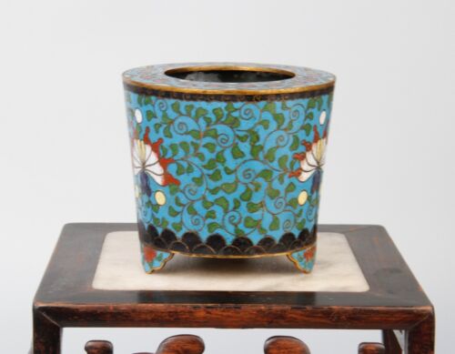 Antique Chinese cloisonne enamel tripod censer 17th c - Picture 5 of 19