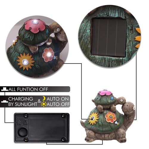 TERESA'S COLLECTIONS Turtle Garden Outdoor Decor with Solar Lights, Cute Resi... - Picture 4 of 7