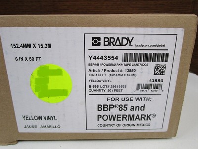 BRADY 13550 Y4443556 BBP 85 Tape Cartridge Yellow Vinyl 6'' x 50' NEW