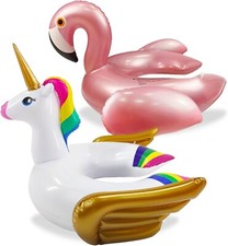 2 Pack Pool Float for Kids, Unicorn Flamingo Swim Floats for Age 3-8 Years