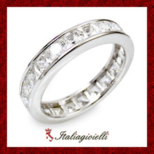 Vistoso Anello Veretta in Argento 925 Rodiato Oro Bianco Donna