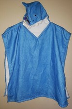 boys NEW NWT blue SHARK over the head BATH BEACH TOWEL soft teeth on hood CUTE