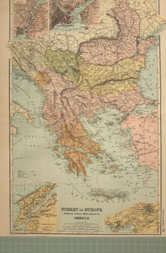 1908 Carte Turquie en Europe Dardanelles Grèce Corfou Athens Constantinople - Photo 1/5