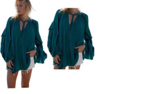 new FREE PEOPLE flowy tunic green swing dress or top m medium