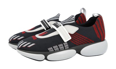 LUXURY PRADA CLOUDBUST SNEAKERS SHOES 1E6511 BLACK NYLON US 7 EU 37 37,5