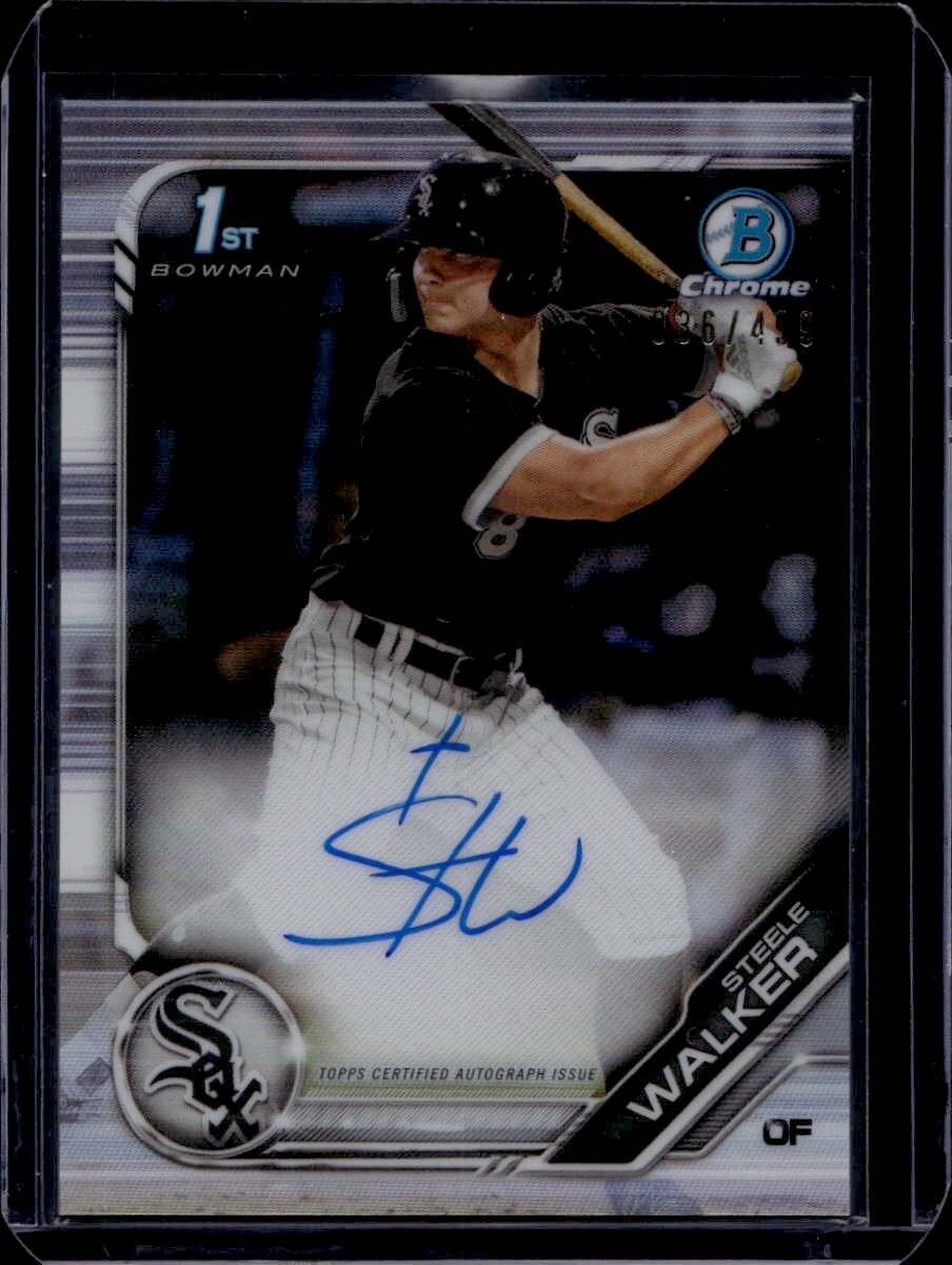 STEELE WALKER 2019 Bowman Chrome Refractor Rookie Auto /499 White Sox Autograph