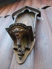 Antique hand Carved Wood & Plaster Chapel Niche for Statue Shrine Display Gothic