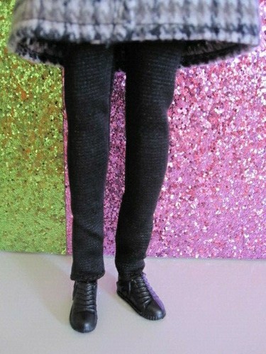 Barbie 5 PC TAN BLACK & CREAM HOOD COAT/LEGGINGS BLACK SHOES OUTFIT~ NO DOLL - Picture 3 of 4