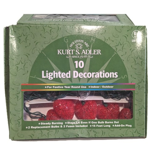 Kurt Adler Red Hearts String Lights 16ft 10 bulbs Vintage Valentine's Tested - Bild 2 von 3