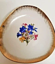Vintage Cottier Freres 6.5"  Plate Swiss wild Flowers w/ Gold Trim , Pre-owned 