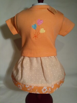 Pfirsichfarben Rock & Ballon T-Shirt passt Our Generation Sindy AG D/Friend 18'' Puppen 
