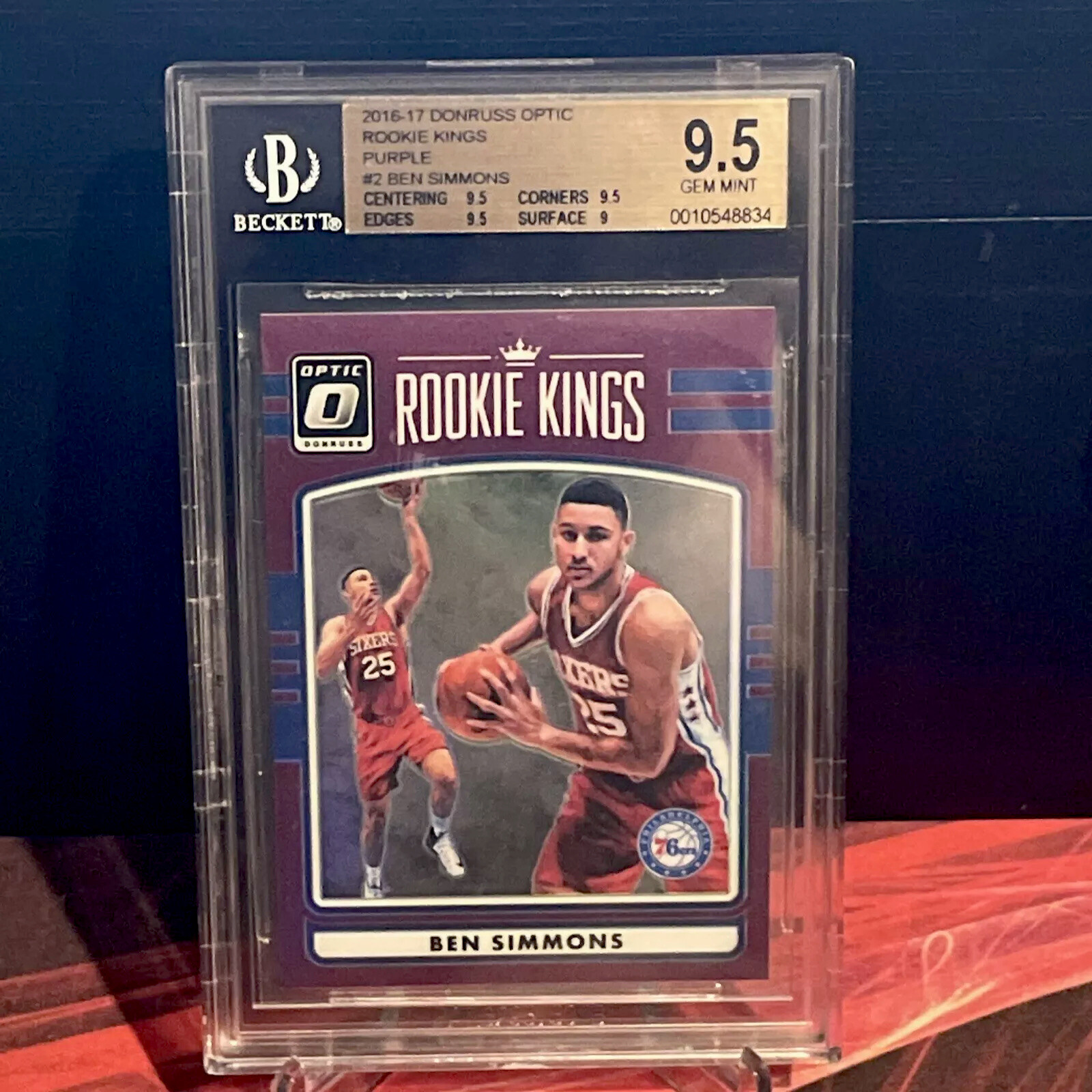 2016-17 donruss optic rookie kings purple #2 ben simmons bgs 9.5 gem mint