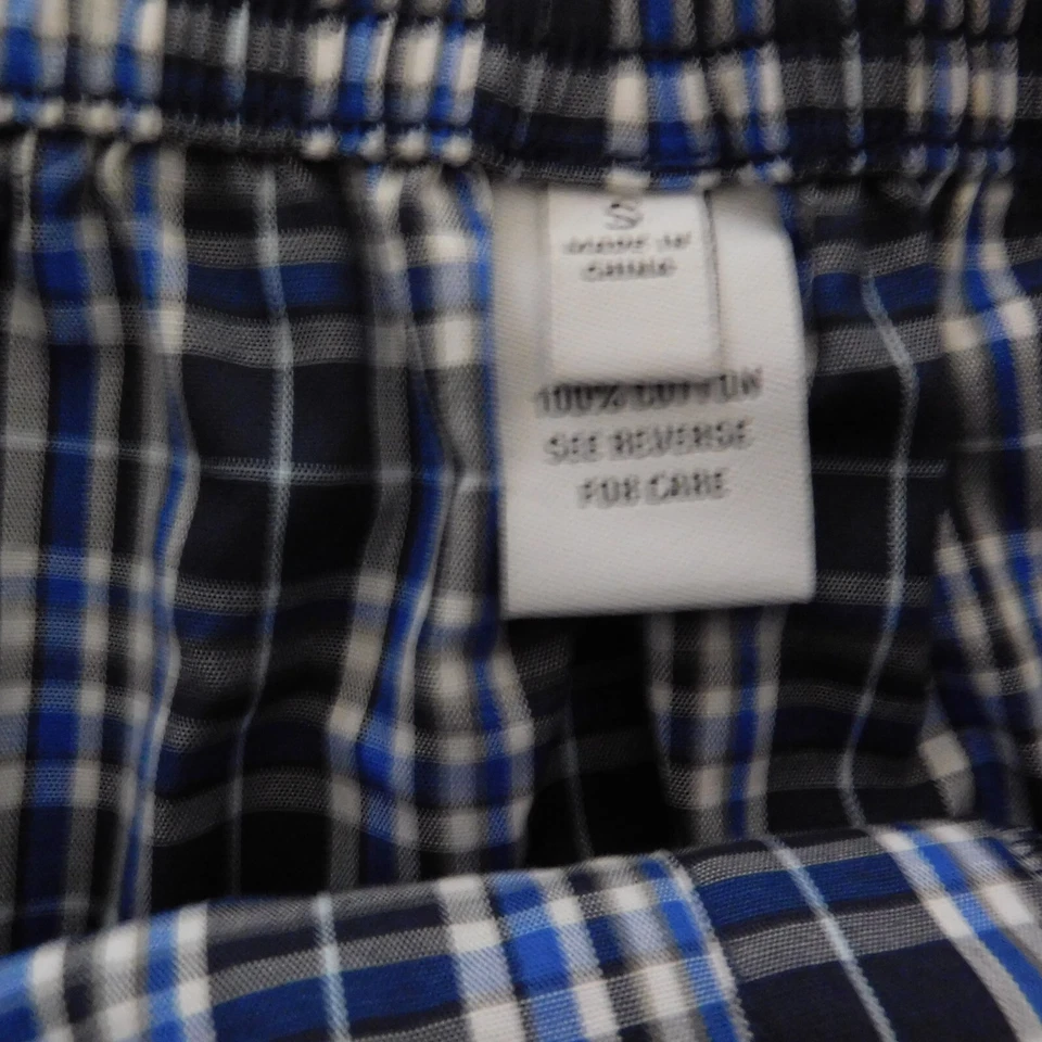 NEW Mens Cotton Pajamas Short Sleeve Shorts Blue Plaid Button Front Size Small - Image 4 of 4