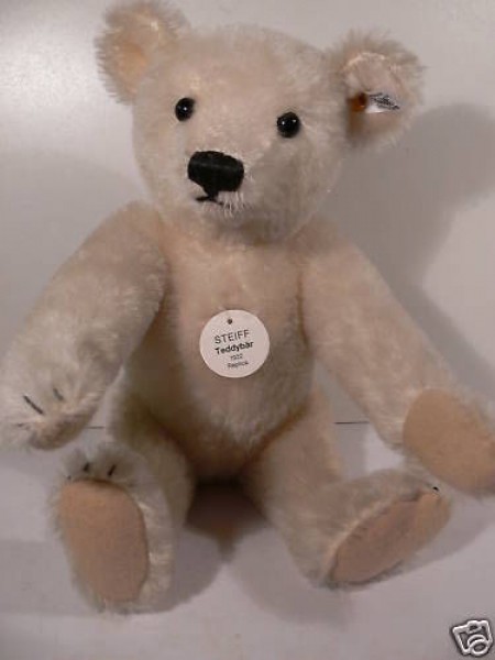ST 92 Steiff Teddybär 1922 Replica weiss m. Stimme 31cm