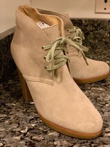 beige platform booties