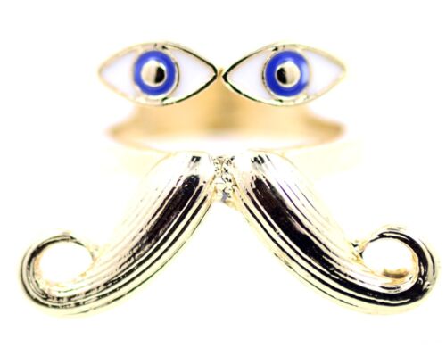 Goth style moustache mustache and eyes ring, UK Size N - Afbeelding 1 van 3