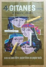 Oryg. duży plakat, reklama, Franz. Plakat reklamowy, 4 gitanes, Jean Colin, 1955