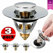 3Pcs Drain Filter Pop Up Stainless Steel Push Type Bounce Core Sink Basin US