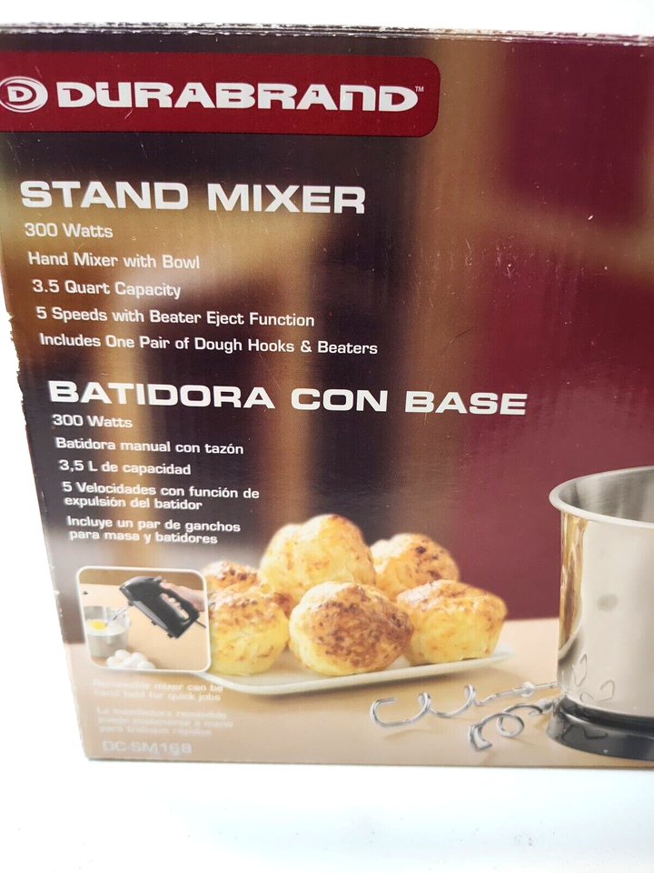 Durabrand Stand Hand Mixer 5 Speed 3.5 Quart Bowl Removable Mixer DC