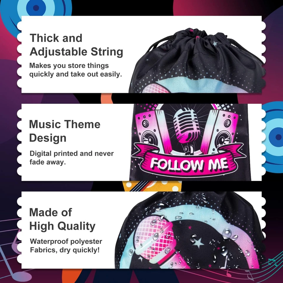 Сумки на шнурке товары для музыкальных вечеринок для детей на день рождения мальчиков девочек упаковка 12 шт. - Изображение 3 из 4