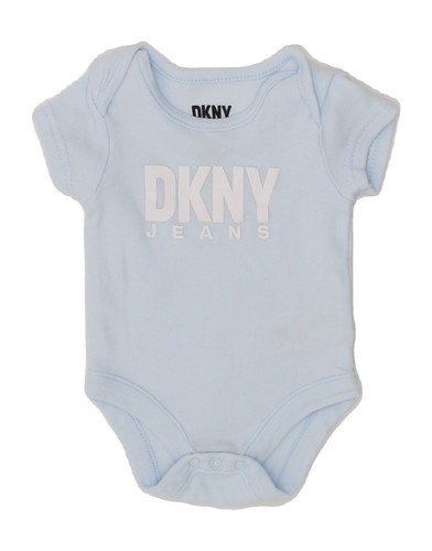 DKNY Baby Boys Graphic Bodysuit 0-3 Months Blue Cotton BT03