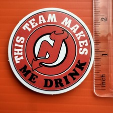 New Jersey Devils Sticker This Team Makes Me Drink NHL Hockey Logo Decal