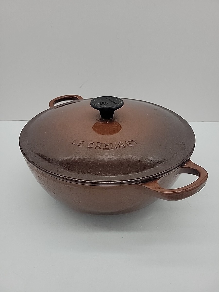 Le Creuset No. 22 2.75 qt Soup Pot Oven Bouillabasse Brown Vintage