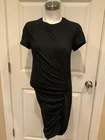 Theory Black 100% Pima Cotton Ruched Sheath Dress, Size Medium