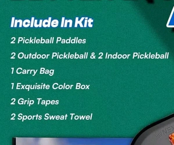 Pickleball SET OF 2 PADDLES + FREE Bag, Balls, Cooling Towels, Grip Tape USAP