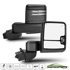 Pair Black Towing Mirrors For 2019-2023 Chevy Silverado 1500 Power Heated+BSM