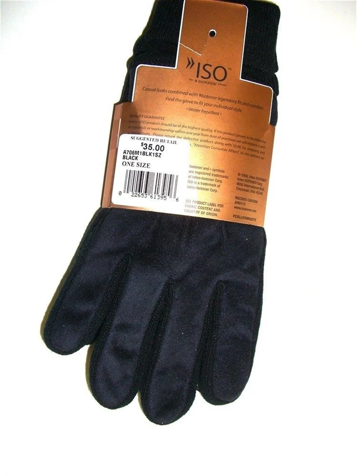 ISO by ISOTONER Microfiber Black Mens Gloves Water Repellent One Size - Image 2 of 3