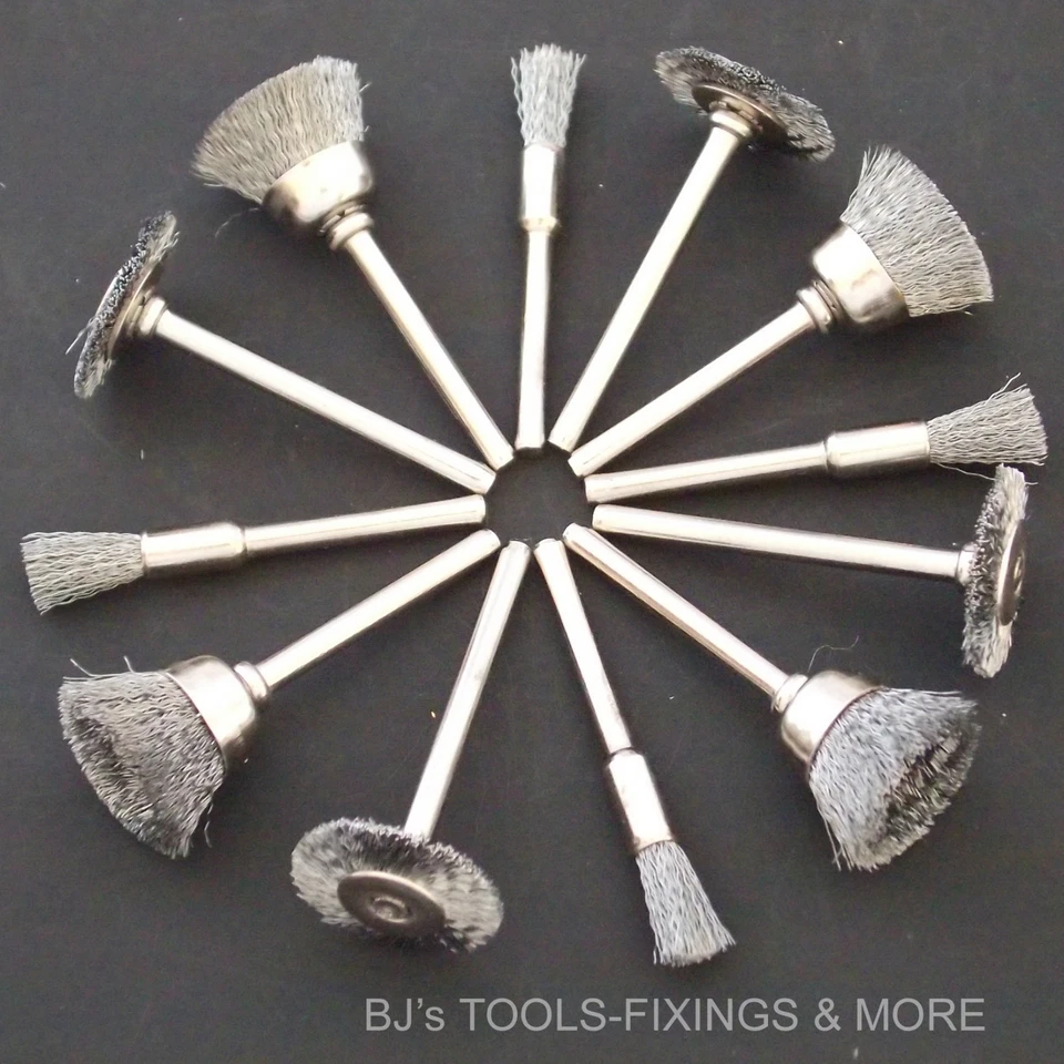 12 PCE ASST STEEL BRUSH SET FOR HOBBY TOOL DREMEL ACCESSORIES 4 OF EACH SHAPE