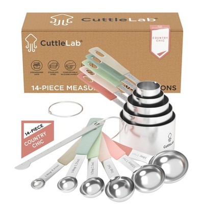 Measuring Cups and Measuring Spoons Set of 14 - Stainless Steel Measuring Cup...