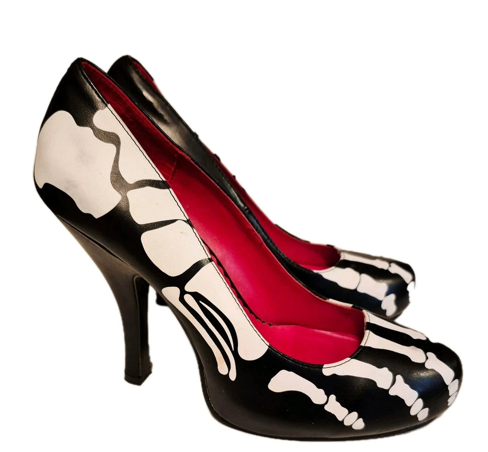 Funtasma X-Ray 12 Skeleton Women's Size 9 Black White High Heels - Image 3 of 4