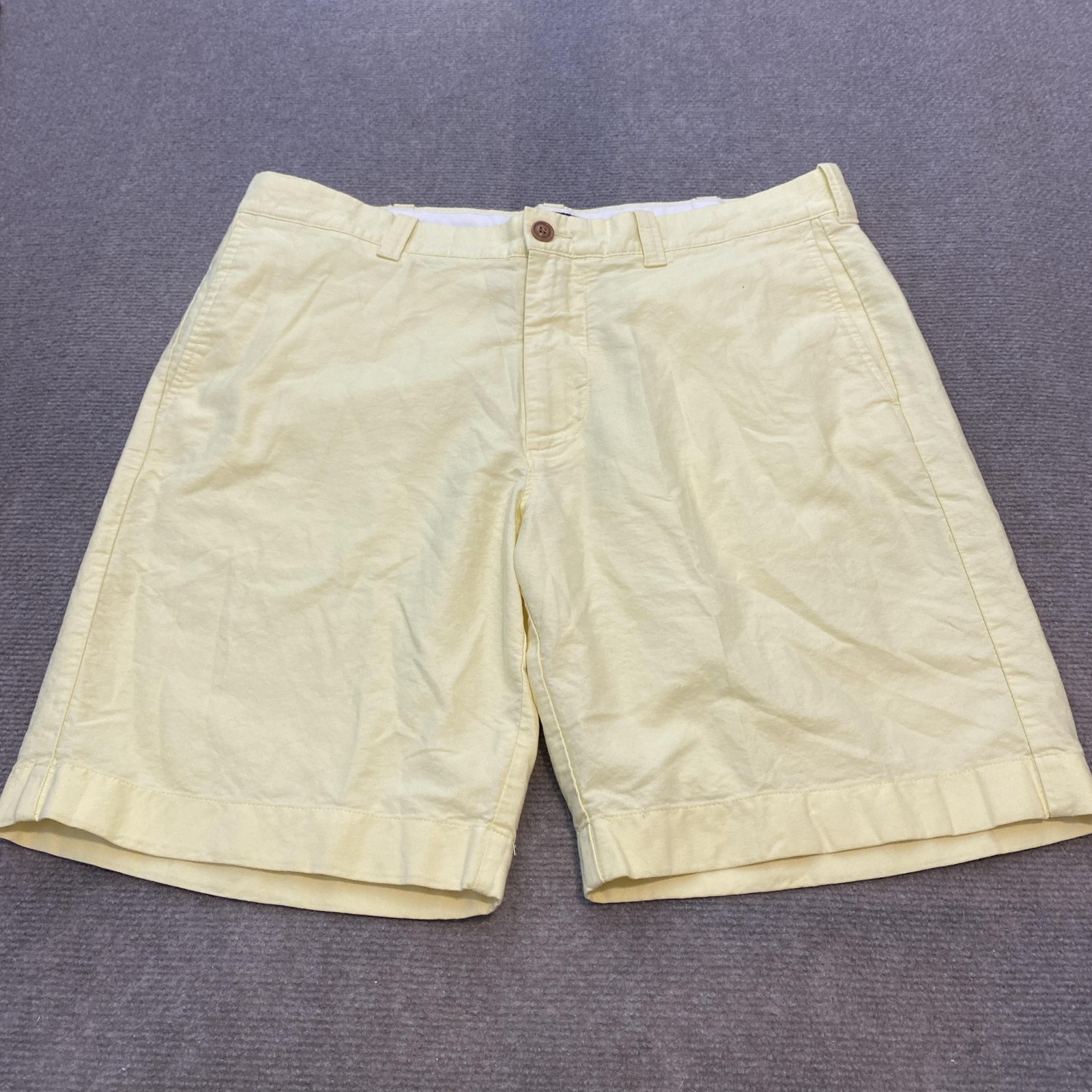 J Crew Shorts Mens 36 Yellow Sunwashed Oxford Classic Casual 100% Cotton Summer