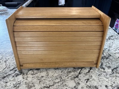 Vintage Wooden Roll Top Bread Box Rustic Country Farmhouse Cottagecore GRANDMA