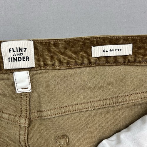 Flint And Tinder Pants Mens 34/32 Brown Corduroy 5 Pocket Slim Stretch *READ* - Picture 4 of 11