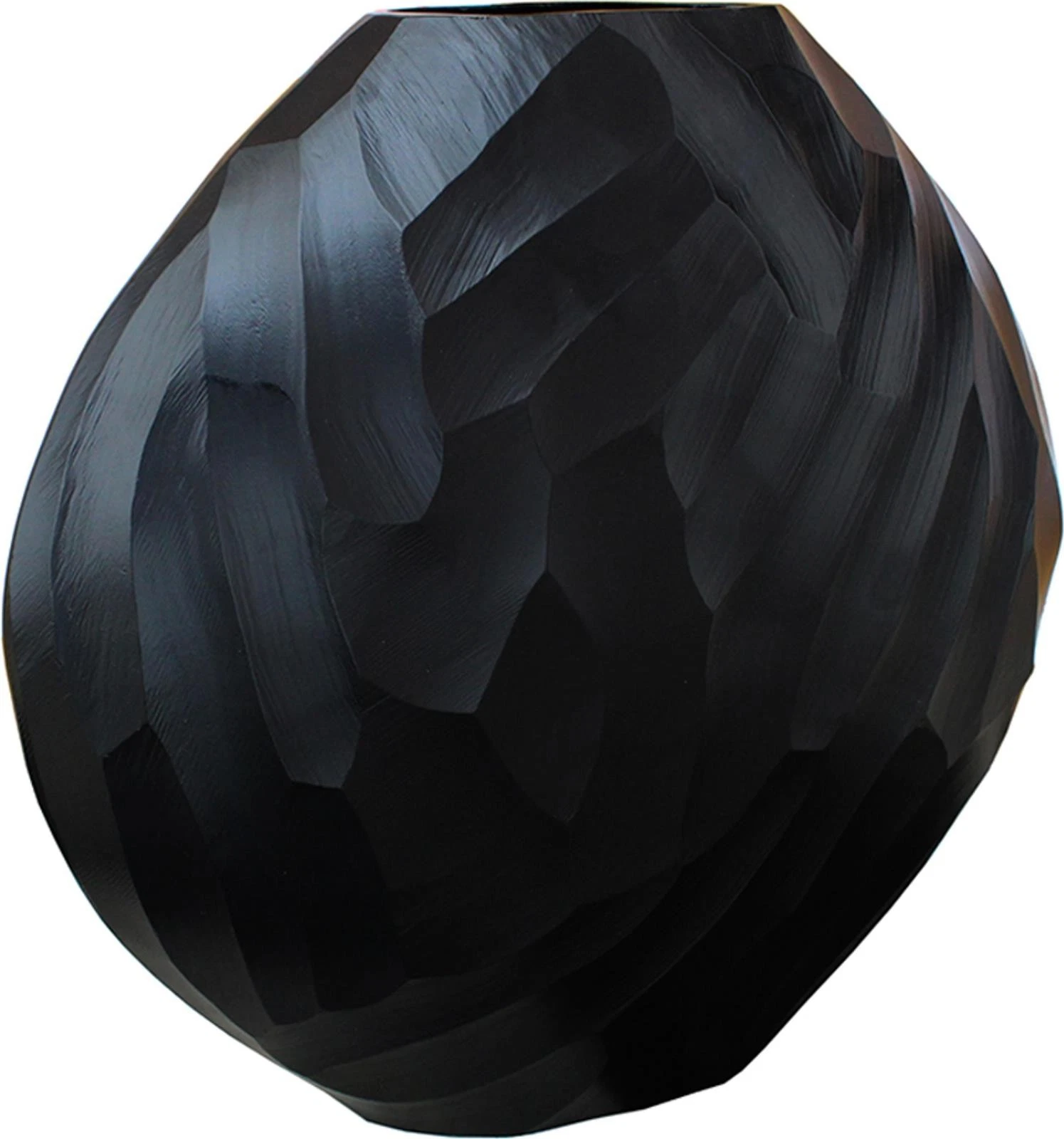 Aluminum 14h Hammered Vase, Matte Black