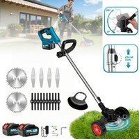 Akku Rasentrimmer Freischneider Elektro Trimmer Motorsense Mit 2Akku + LadegeräT