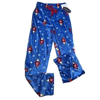 Varsity Pajama Pants Mens Small Sleepwear Penguin Snowflake Fleece NEW