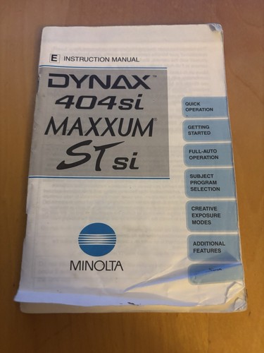 Minolta Dynax 404si Maxxum STsi Camera Instruction Book/ Manual