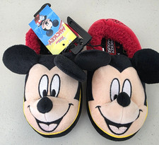 MICKEY MOUSE DISNEY Plush Slippers with Ears Toddler Size 11-12 NWT