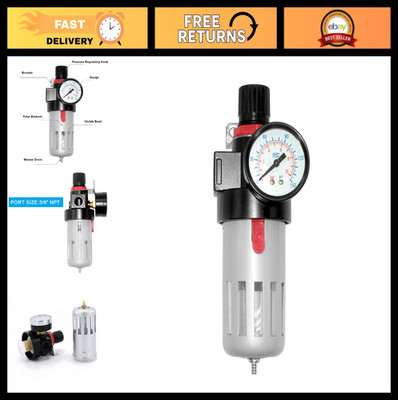 3/8'' Air Compressor Filter Regulator Combo with Manual Drain, Gauge & Bracket