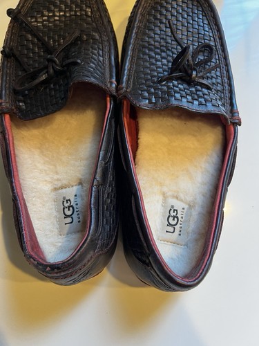 Mocasín UGG Australia para Hombres EE. UU. 11 Cuero Negro Forrado de Piel Sin Cordones 1007887 - Imagen 8 de 12